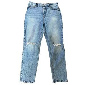 LOFT Size 10 30 High Waist Rise Boyfriend Jeans Acid Wash Holes